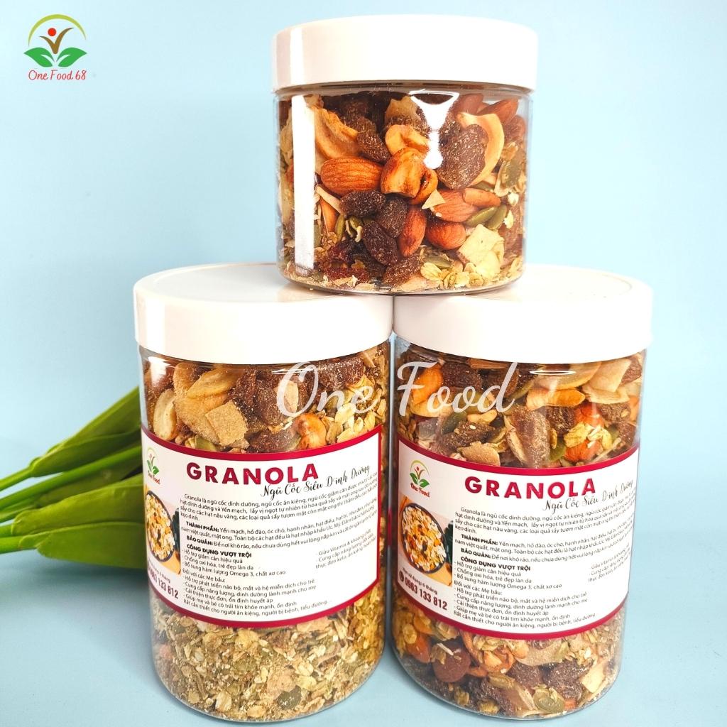 Ngũ Cốc Giảm Cân, Granola Siêu Hạt Ăn Kiêng Dinh Dưỡng Mix 12 Loại Hạt Ăn Liền Giòn Thơm 500gr, Onefood68