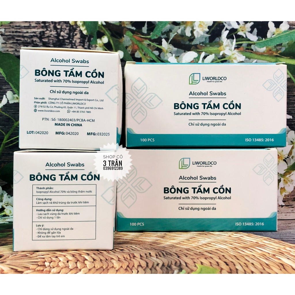 Bông tẩm cồn sát khuẩn hộp 100 miếng