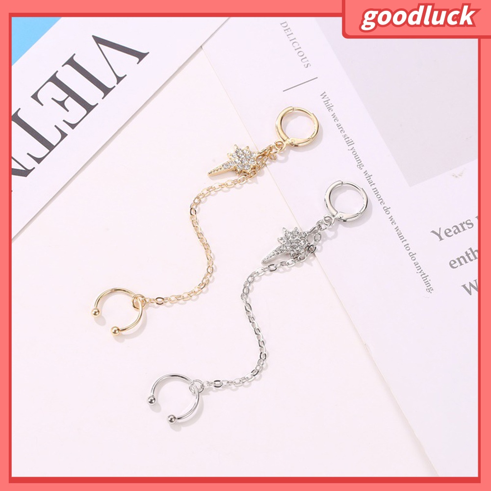 1 Khuyên Vành Tai Dáng Dài Đính Đá Lấp Lánh Thời Trang Cho Nữ