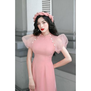 Áo dài Peony hồng tiểu thư hamygaogao