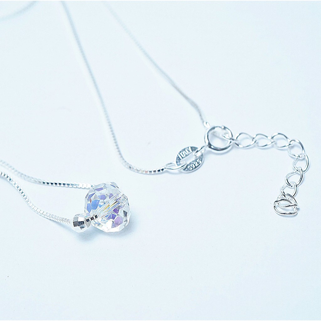 Dây chuyền nữ bạc đơn giản đẹp QMJ Phale lấp lánh 7 màu bạc 925 cao cấp - Q086