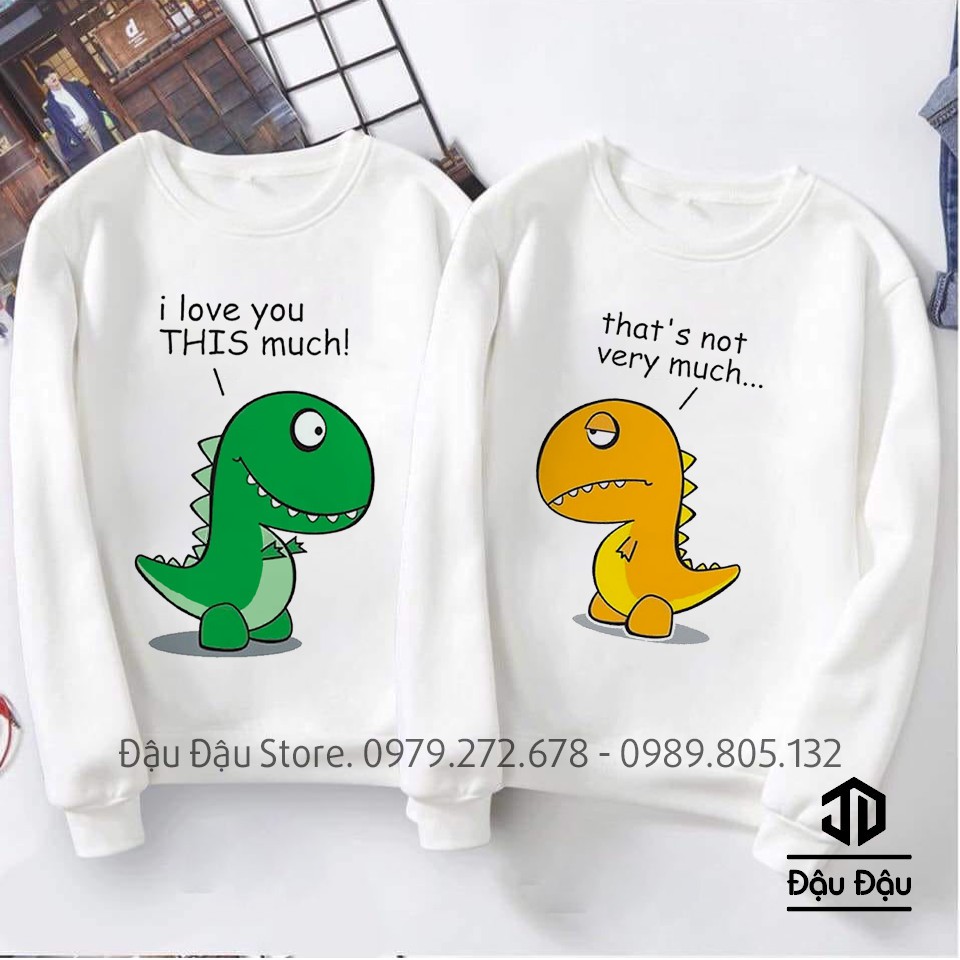 ÁO NỈ MÙA ĐÔNG, ÁO CẶP KHỦNG LONG SIÊU ĐẸP