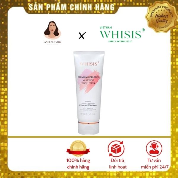 Kem dưỡng thể trắng da chống nắng WHISIS Premium Collagen Whitening Body Lotion 200ml