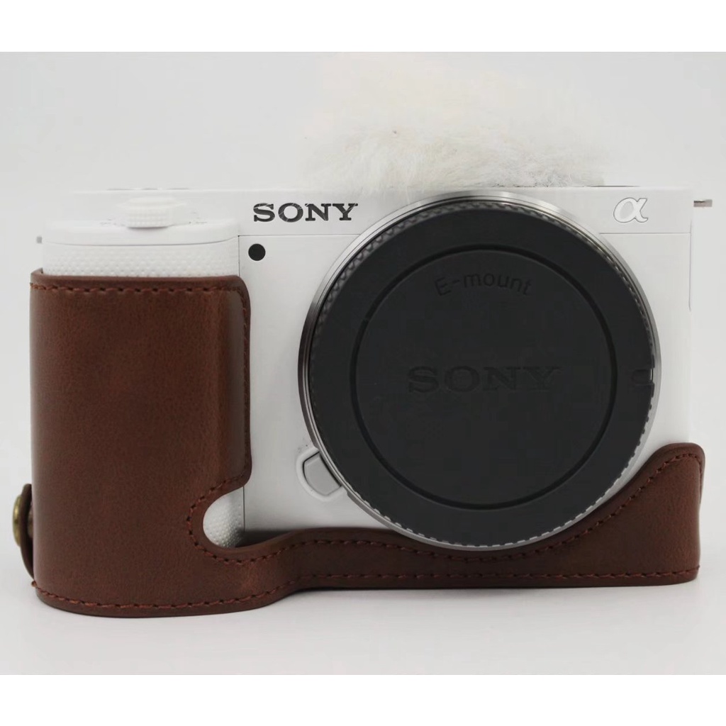 Ốp lưng Sony ZV-E10, Vỏ bọc nửa máy ảnh bằng da BolinUS cho Sony ZV-E10 ZVE10 Túi phiên bản mở đáy