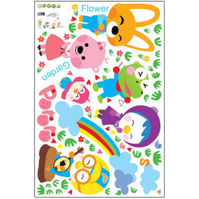 Decal dán tường cầu vòng và thú