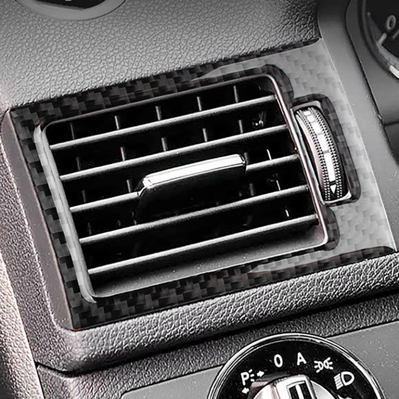 Set 5 Ốp Viền Lỗ Thông Gió Bằng Sợi Carbon Cho Xe Hơi Benz C-Class W204 2007-2013