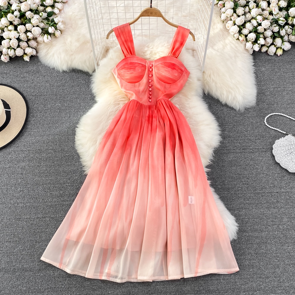 Đầm hai dây màu đỏ đủ size mix màu đỏ và trắng sexy