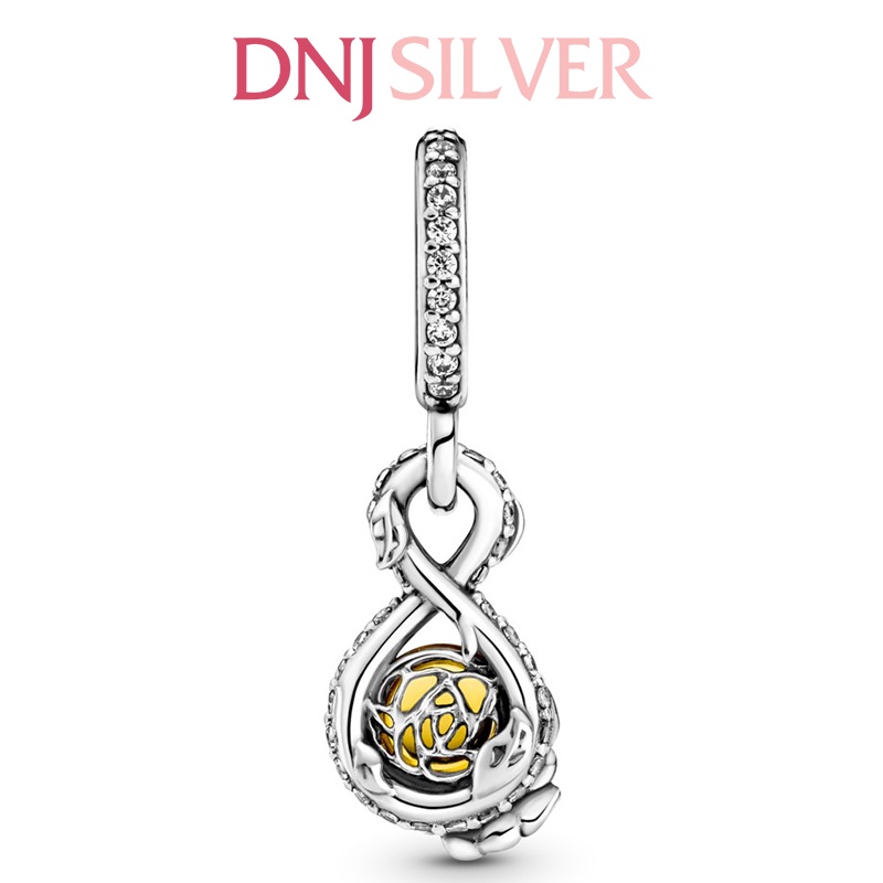 [Hàng cao cấp] Charm bạc 925 cao cấp, hàng chuẩn bạc - Charm Disney Belle Infinity &amp; Rose Flower thích hợp để mix vòng