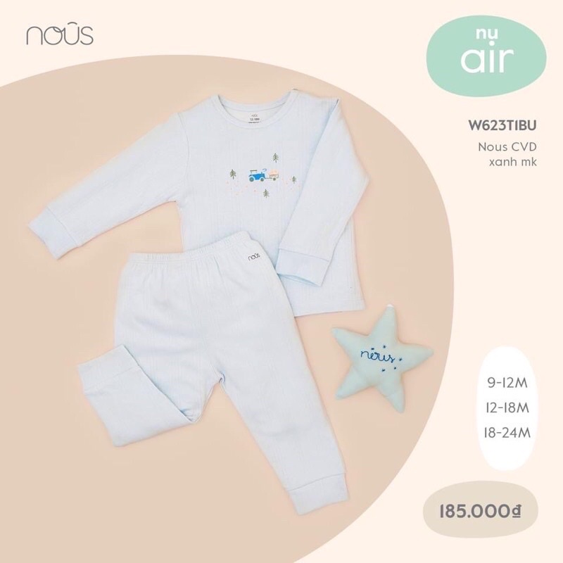 Bộ dài cài vai nous có lỗ thoáng khí nu air hồng chick xanh - hàng chính hãng