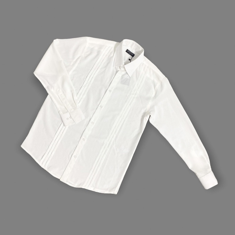 Áo sơ mi dài tay nam xếp ly thân trước trắng, vải Cotton xịn, chuẩn form - Regular fit, đứng form - HALIOMAN