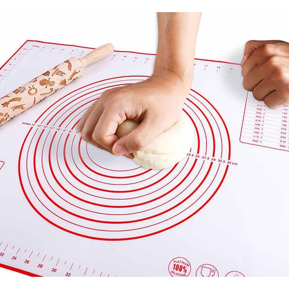 Tấm lót silicon nhào bột chống dính 60x40cm - trắng