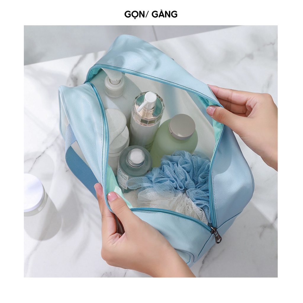 Túi đựng mỹ phẩm túi đựng đồ trang điểm WASHBAG trong suốt du lịch chống nước túi nữ có quai xách đồ bơi Gọn Gàng