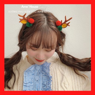 Kẹp Tóc Hình Sừng Tuần Lộc Xinh Xắn Phong Cách Giáng Sinh Hàn Quốc