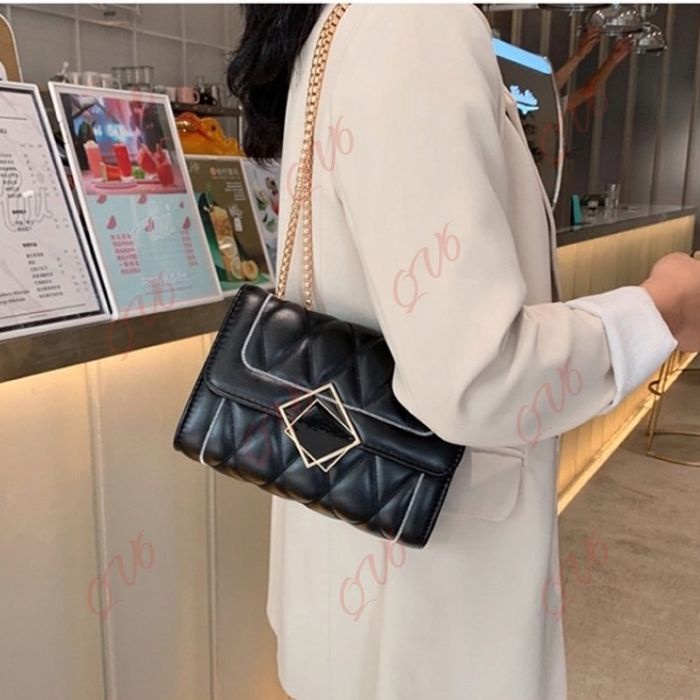 Túi xách nữ khóa hình vuông, Túi đeo chéo mini chất da siêu đẹp phong cách hàn quốc - QV Fashion
