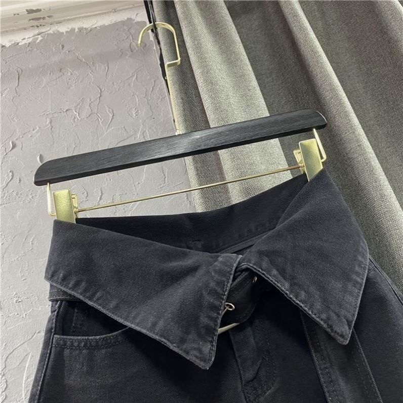 Quần Short Denim Đen Lưng Cao Dáng Chữ A Ống Rộng Thời Trang Xuân Hè Dành Cho Nữ 2022