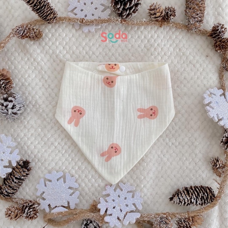 vải xô muslin con thỏ hồng tai dài mềm mịn chuẩn loại 1 may khăn yếm cho bé sơ sinh