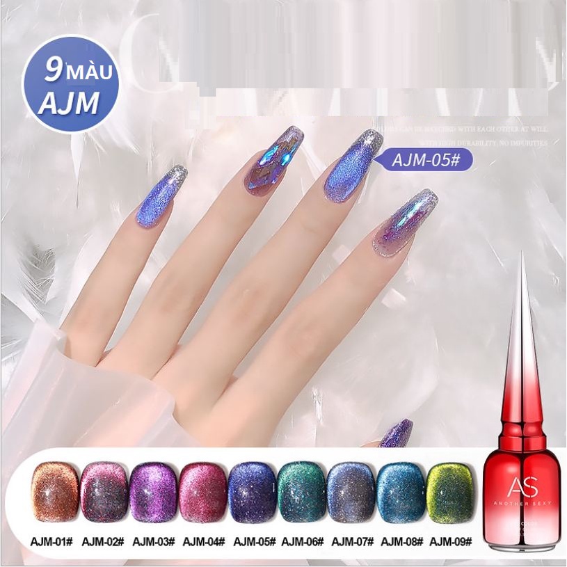 Sơn gel AS vỏ đỏ mắt mèo mới mã AJM ( Cam kết chính hãng - làm khô sơn gel bằng máy hơ uvled )