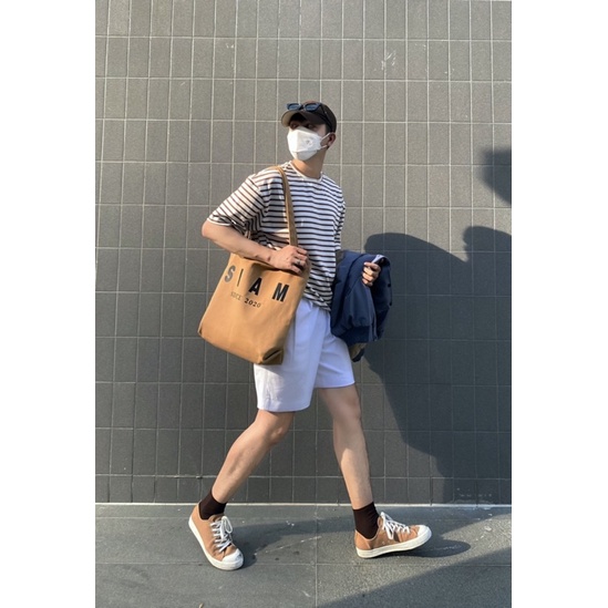 TÚI TOTE BAG IN CHỮ SIAM MÀU ĐEN ĐƠN GIẢN