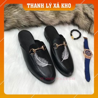 [Khuyến Mãi Sốc] Giày Sục Nam Mới Giá Rẻ Thêu Họa Tiết Cỏ Lau  - giày nam không gót