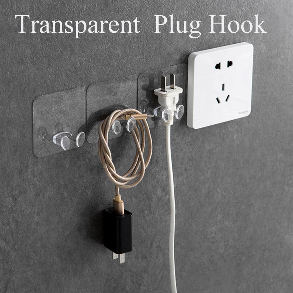 CONOPERY Móc Treo Phích Cắm Điện Gắn Tường Trong Suốt Tiện Dụng