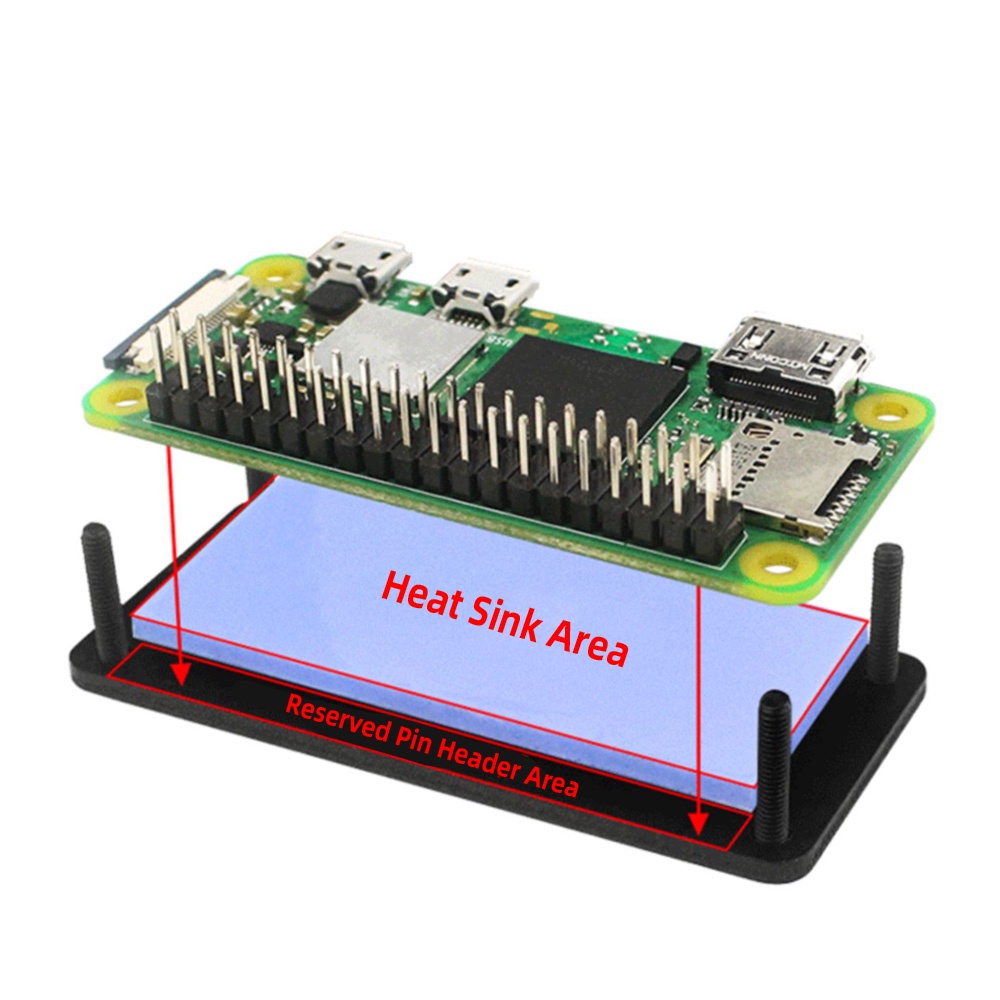 Vỏ bọc mạch gắn PCBFUN bằng nhôm 2W có đầu ghim dành cho Raspberry Pi Zero