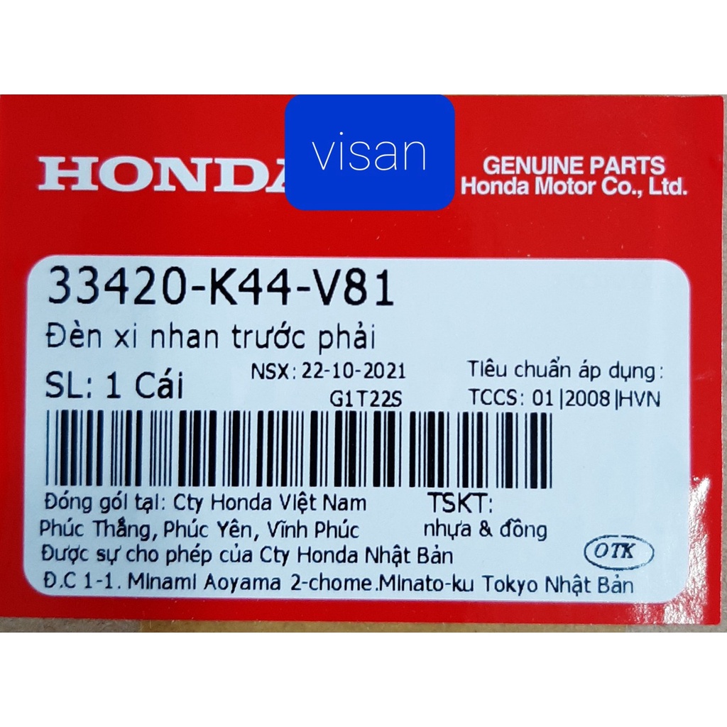 Củ xi nhan trước Vision mới (2015 - 2019) chính hãng Honda 33420-K44-V81