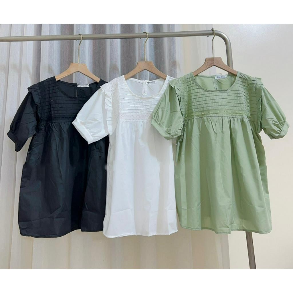 Áo bầu công sở xếp ly ngực cánh tiên xinh xắn