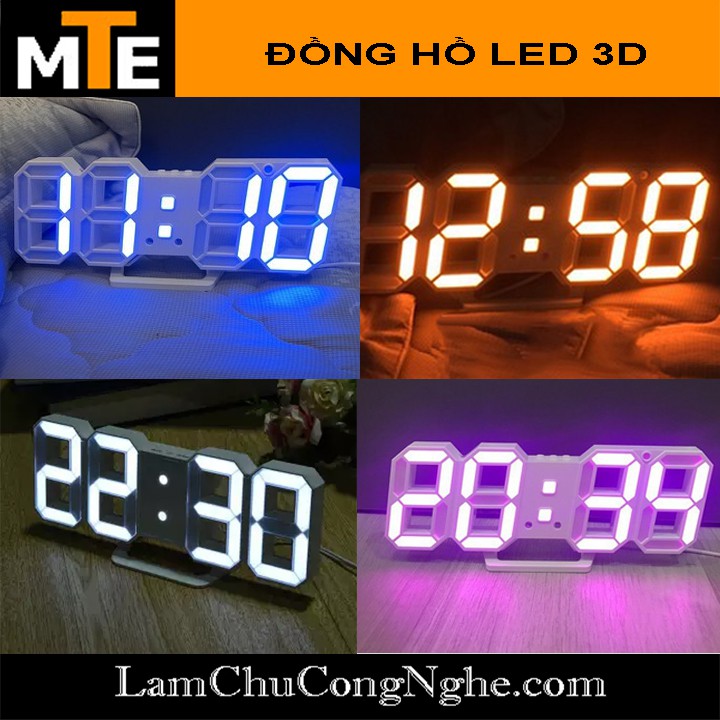 Đồng Hồ LED 3D Treo Tường, Để Bàn Thông Minh TN828