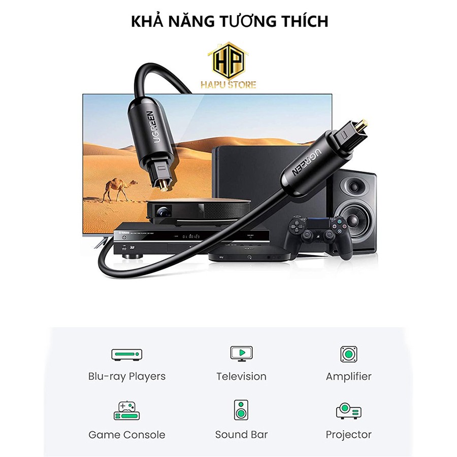 Cáp âm thanh chuẩn quang, optical, toslink chính hãng Ugreen AV122 - HapuStore