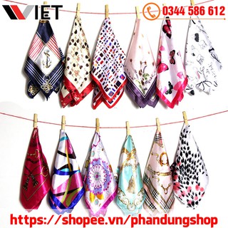 Khăn Bandana Vuông Size 50x50 cm - Khăn Turban Vải Lụa Satin Nữ Tính