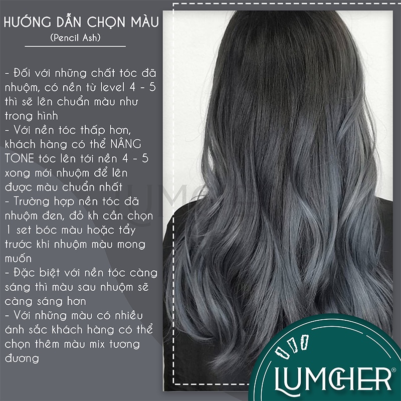 Thuốc nhuộm tóc Than Chì không tẩy tại nhà chính hãng Lumcher LC08