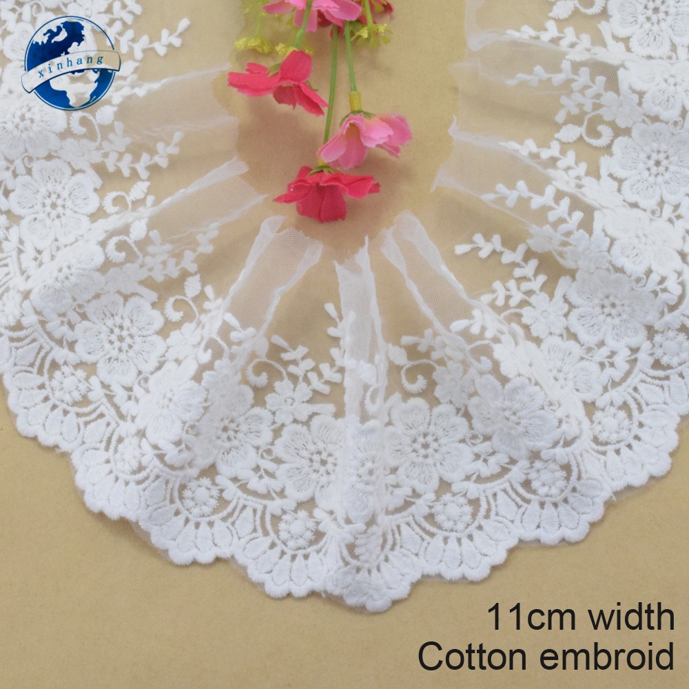 Vải Ren cotton Rộng 11cm Dùng May Đầm mini diy 2879