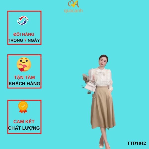Set Váy đầm nữ thời trang dạo phố, công sở Quocanh, chân váy phối với áo sơ mi cổ kiểu tay dài, cá tính, xinh xắn