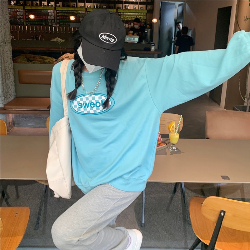 Áo Sweater Tay Dài Cổ Tròn Form Rộng Thời Trang Trẻ Trung