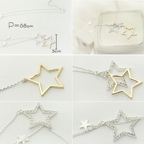 Vòng cổ chuỗi dài hình ngôi sao đính đá duyên dáng cho nữ