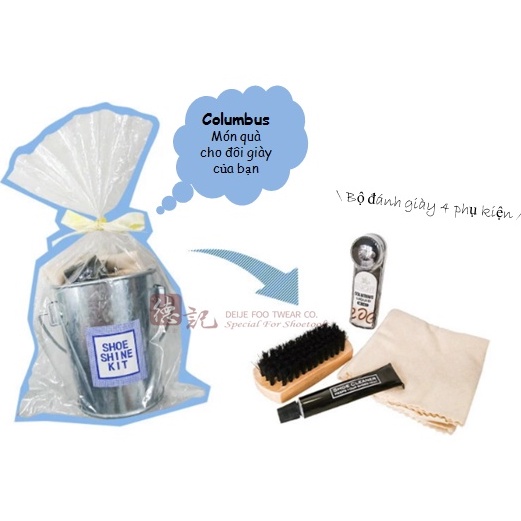 Columbus Shoe Shine Kit, bộ xi đánh giày, xô đánh giày dễ thương, dụng cụ xi giày Nhật Bản