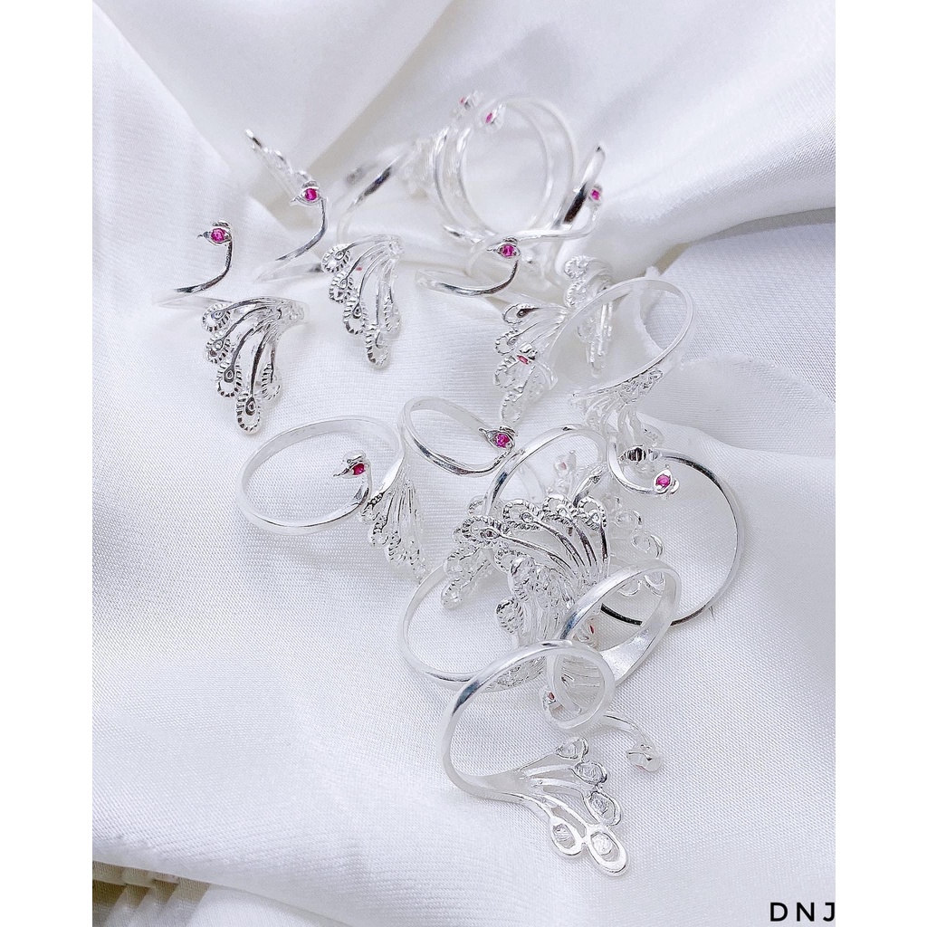 Nhẫn công bạc thật dạng hở siêu đẹp LINH MIU SILVER