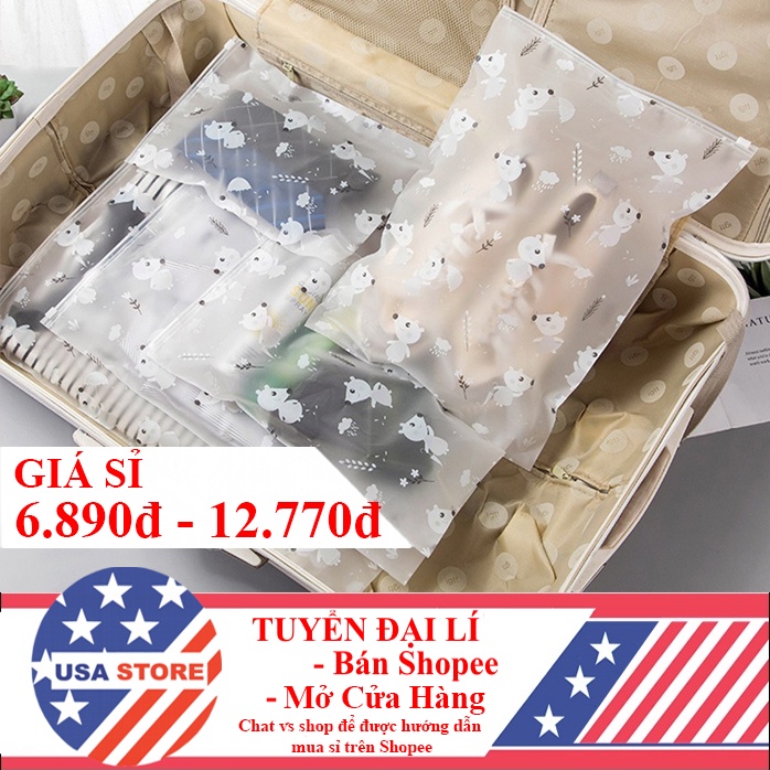(Video Review) TÚI KHÓA ZIP Hoa Văn Gấu Có Khóa Kéo - Túi Zipper Đựng Quần Áo, Đồ Cá Nhân, Giày Dép - Chống Bụi & Nước
