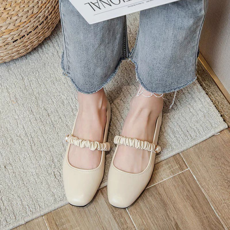 Giày búp bê bệt mũi tròn quai nhúm