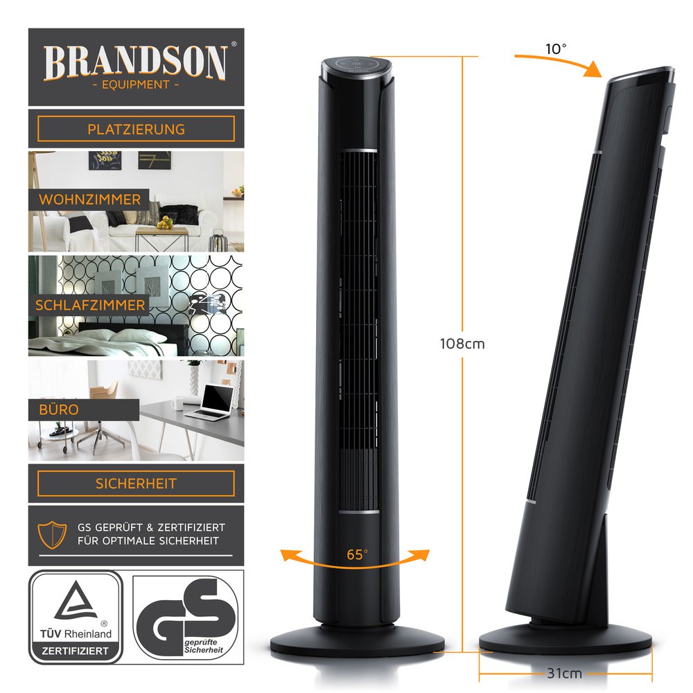 (HÀNG TRƯNG BÀY) QUẠT THÁP CAO CẤP BRANDSON WDP303352 / MÀU ĐEN - CHIẾC QUẠT THÁP CHỈNH ĐƯỢC NGHIÊNG - HÀNG NHẬP ĐỨC