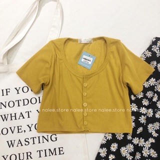 Áo croptop khuy tăm
