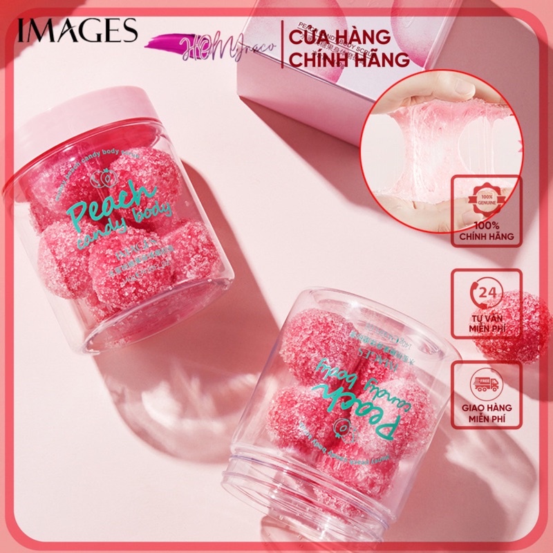 IMAGES - Viên kẹo muối tắm quả đào Peach làm trắng da Nội địa sữa tắm dạng viên muối - Candy Body Peach