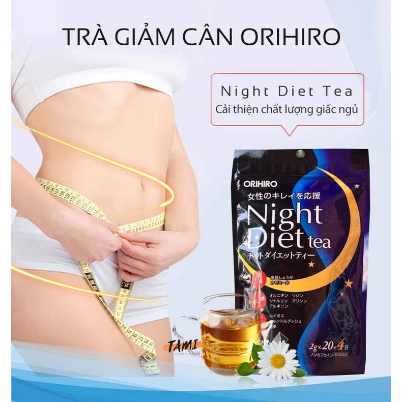 Trà giảm cân Night Diet Tea Orihiro Nhật Bản thải độc cơ thể và cải thiện chất lượng giấc ngủ gói 24 túi lọc TM-OR-NI01