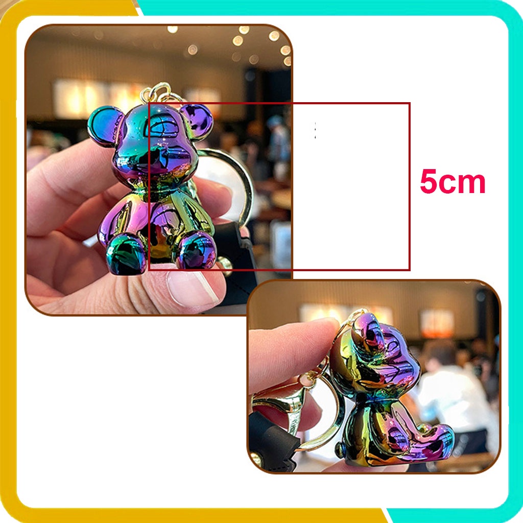 Móc Khóa Gấu Hàn Quốc Dễ Thương, Mạ Điện Hình Búp Bê Cao Cấp,Treo Trên Balo, Túi Xách KB03