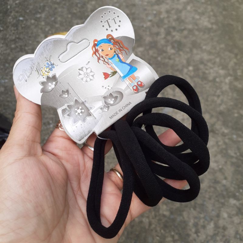 Set 6 dây cột tóc đen mịn,dày,đẹp loại tốt (Kt: 1×6cm)