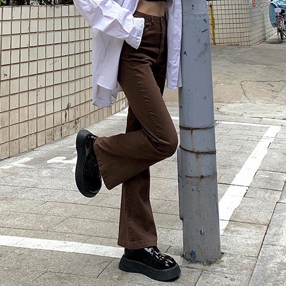 Quần Jeans Dài Ống Loe Thời Trang Dành Cho Nữ