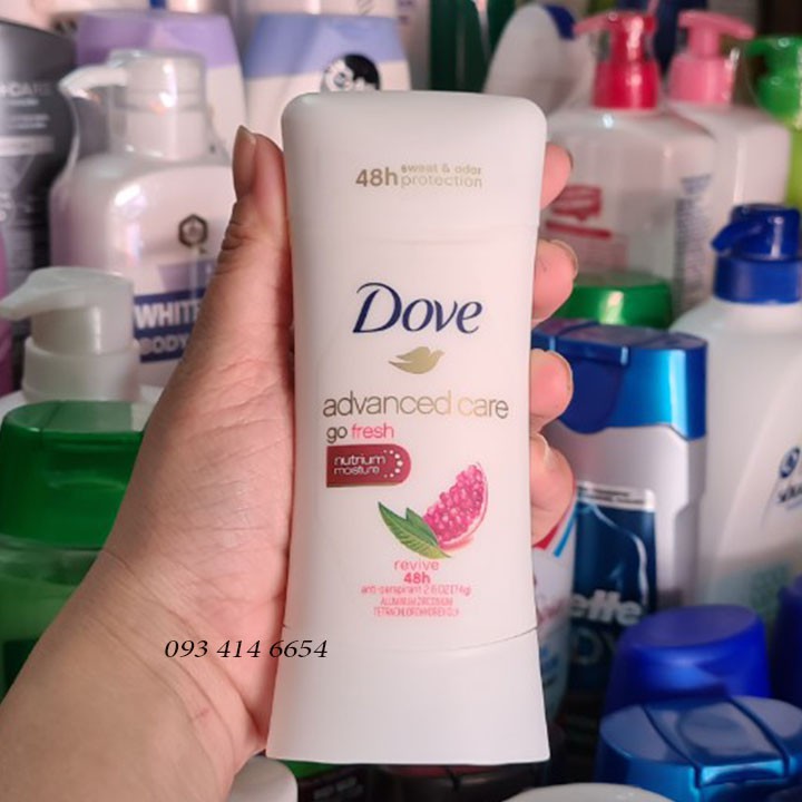 [USA] Lăn Sáp Khử Mùi Nữ Dove Advanced Care Go Fresh 74g Invisible Clear Finish 100 | Revive lựu - Mỹ