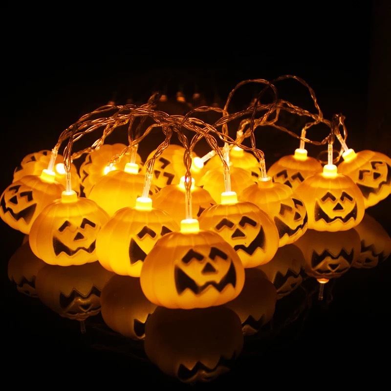 Dây Đèn Led 16 Bóng Hình Quả Bí Ngô Dài 2.9m Trang Trí Halloween Độc Đáo