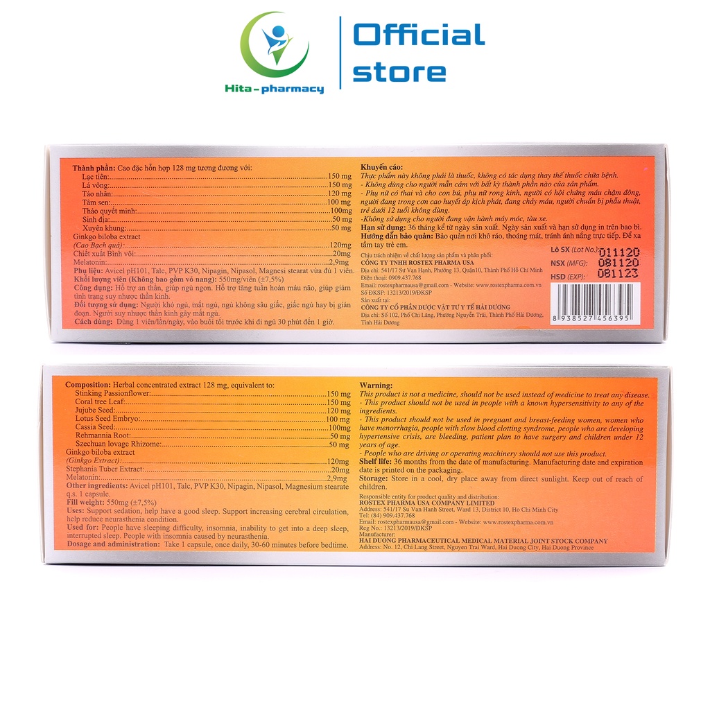 Viên uống ngủ ngon thảo dược Giấc Ngủ Vàng HDPHARMA giảm mất ngủ - 30 viên [Giấc Ngủ Vàng HD Vàng]