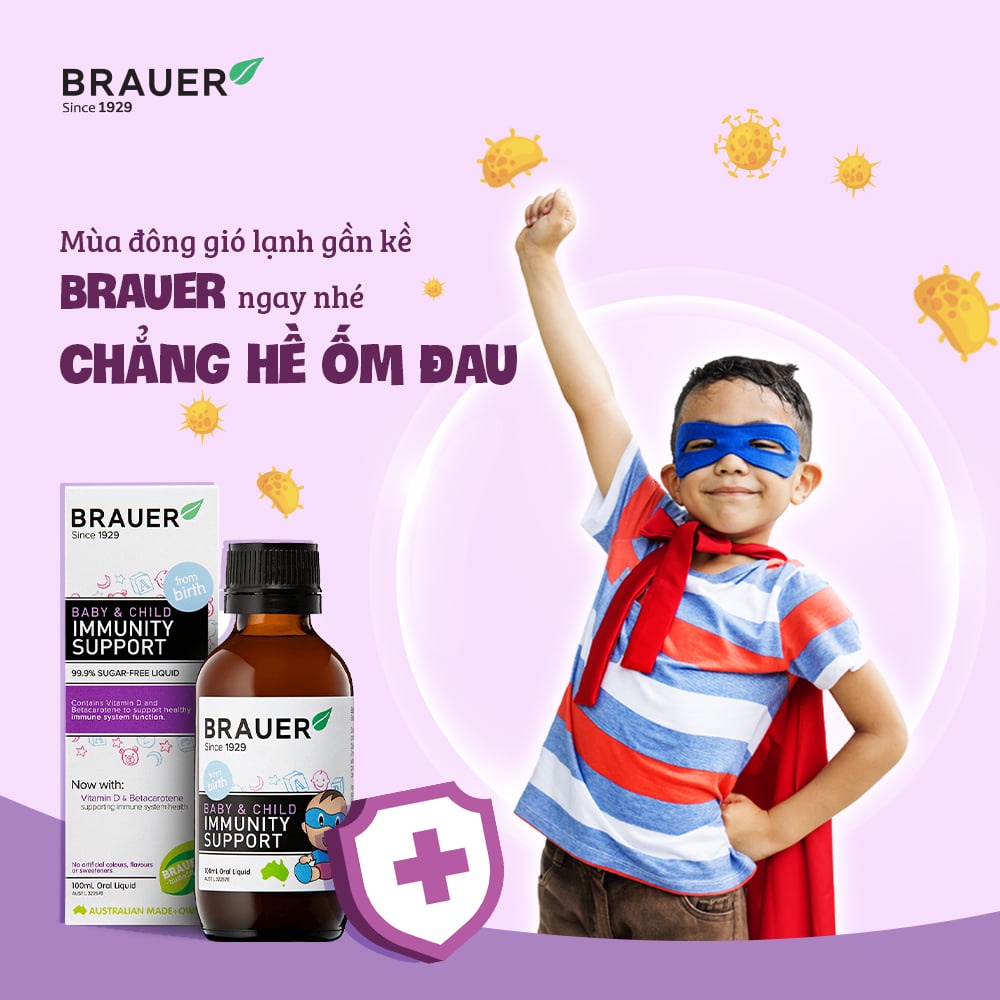 Brauer Baby Child Immunity Support 100ml Tăng Sức Đề Kháng và Hỗ Trợ Miện Dịch Cho Bé